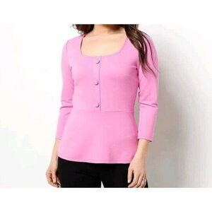 Girl With Curves Ponte Knit Square Neck Top Fuchsia Pink, Size 4X